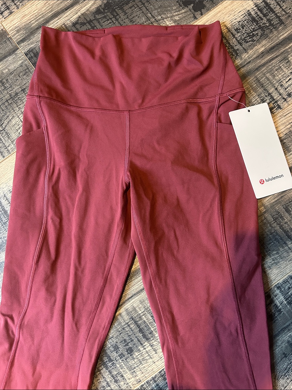 lululemon athletica Girls' Wine Red High-Rise Leggings with Side Pockets